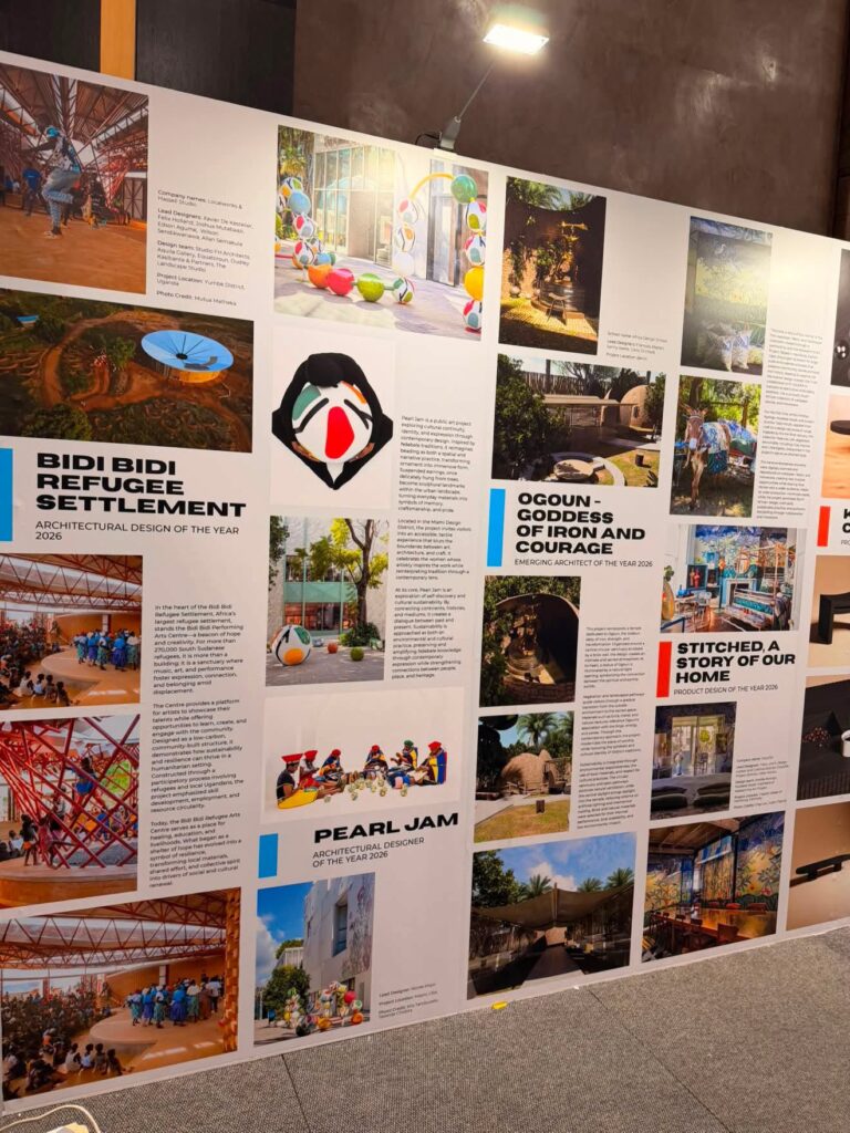 Spatial design project boards at the AIDA Awards exhibition